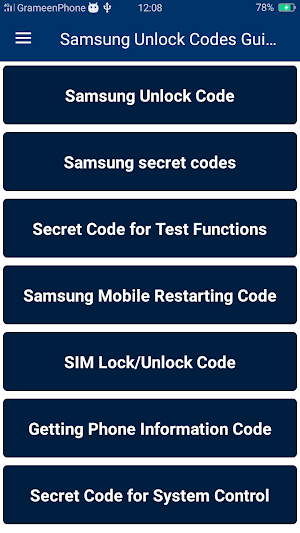 Samsung Unlock Codes Guide Screenshot 0