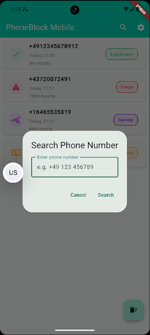 PhoneBlock Mobile open-source Screenshot 2