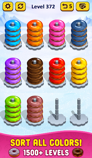 Donut Hoop Stack 3d - Color Sort Puzzle Game Screenshot 3