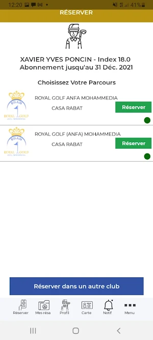 RGAM Golfs Résa Abonnés Screenshot 2