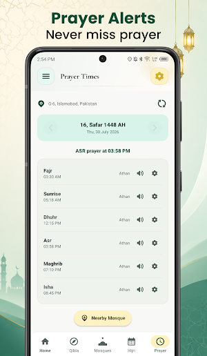 Qibla Direction & Prayer Times Screenshot 2