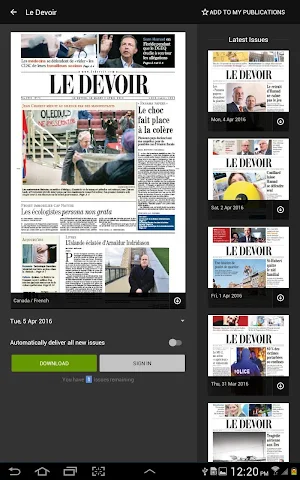 Le Devoir virtuel Screenshot 1