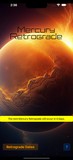 Mercury Retrograde Status Screenshot 1