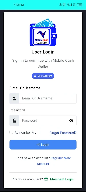 Mobile Cash Wallet Screenshot 0