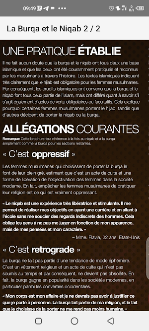 Brochure: La burqa et le niqab Screenshot 3