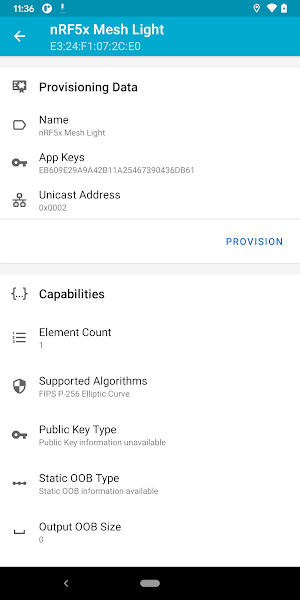 nRF Mesh Screenshot 3