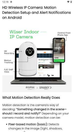 HD Wireless IP Camera App Hint Screenshot 1