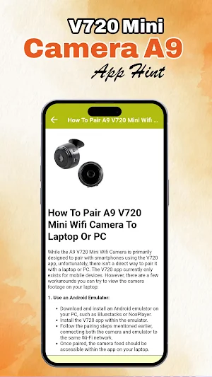 V720 Mini Camera A9 App Hint Screenshot 3