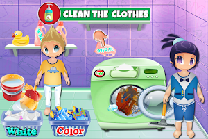 Kid House Cleanup Laundry Game Screenshot 0