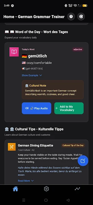 A1-A2 German Grammar Trainer Screenshot 1