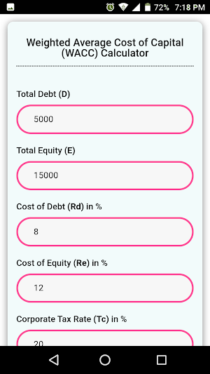 Weighted Average Cost of Capital Calculator Screenshot 0