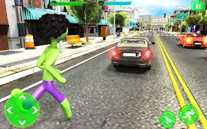 Green Monster Stickman Rope Hero Crime Simulator Screenshot 0