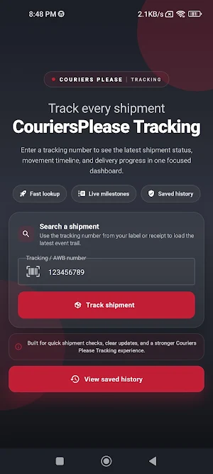 Couriers Please Tracking Screenshot 1