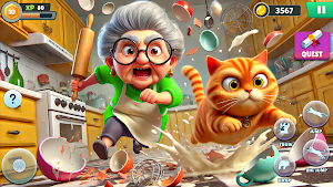 Angry Gran VS Naughty Cat Sim Screenshot 0