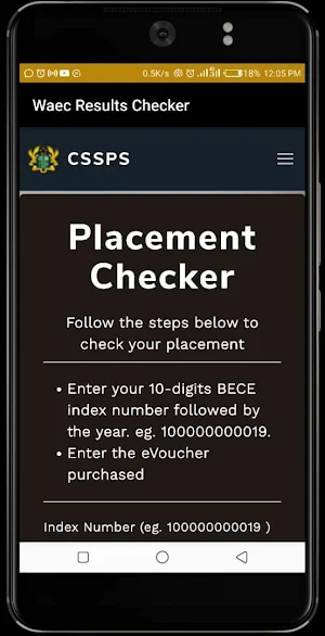 WAEC Results Checker Screenshot 2
