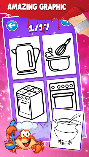 Kitchen Cooking Coloring Pages Drawing Book Screenshot 1
