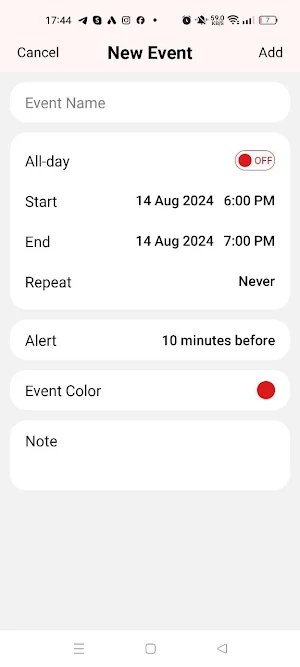 Calendar Screenshot 1