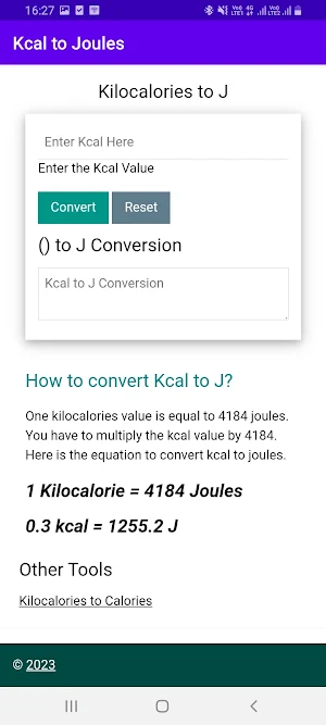 Kcal to Joules Screenshot 1