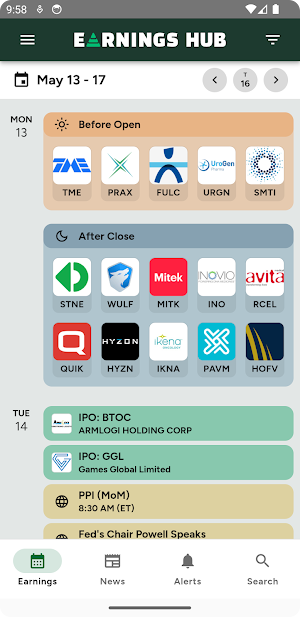 Earnings Hub and Calendar Screenshot 0