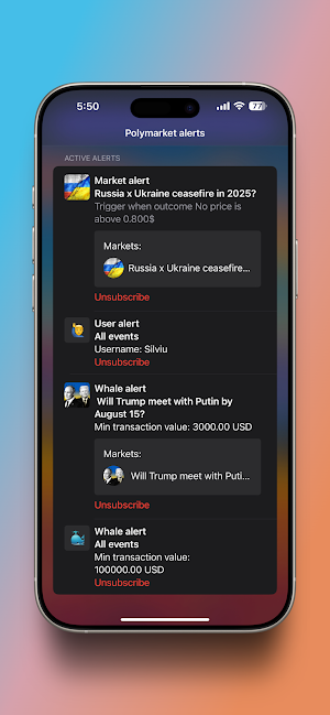 Polymarket Alerts Screenshot 3