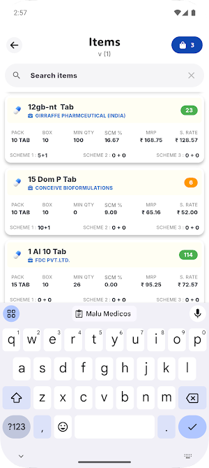 Malu Medicos Retail Order Screenshot 1