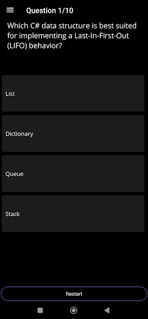 Dot Net Quiz Screenshot 1