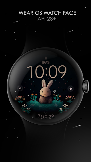 Cute Bunny digital watch face Screenshot 0