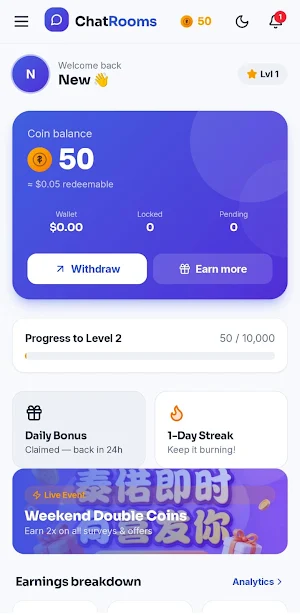 chatrooms chat-chat and earn Screenshot 0