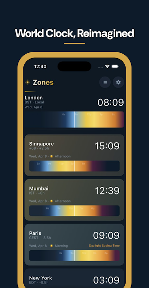Zones: World Clock & Timezone Screenshot 0