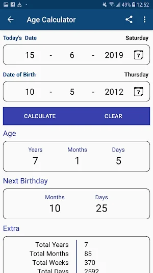 Date & Age Calculator by Date of Birth Screenshot 3