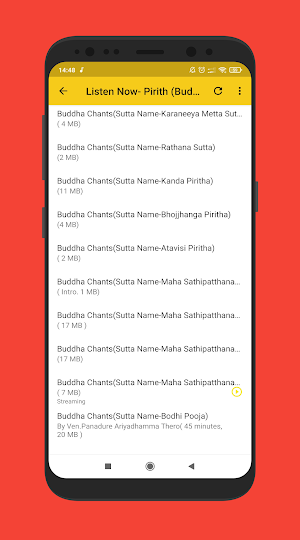Buddha Chants Pirith Player(Dhamma Sermons /Sutta) Screenshot 3