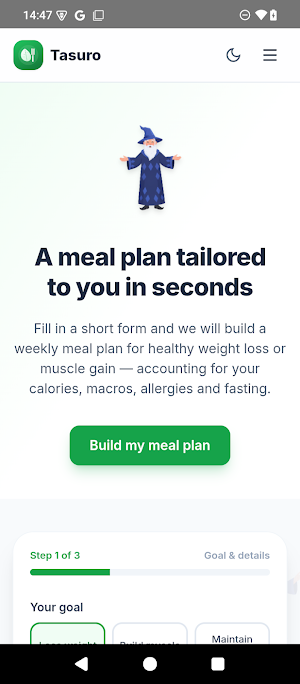 Tasuro: Meal Plan & Recipes Screenshot 0