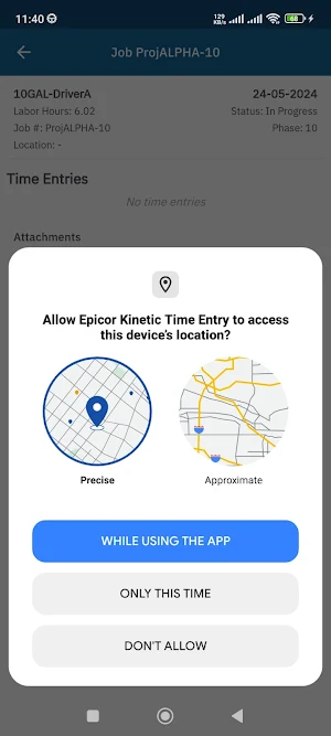 Epicor Kinetic Time Entry Screenshot 1