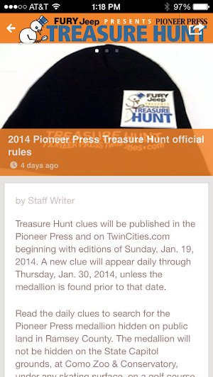 Pioneer Press Treasure Hunt Screenshot 1