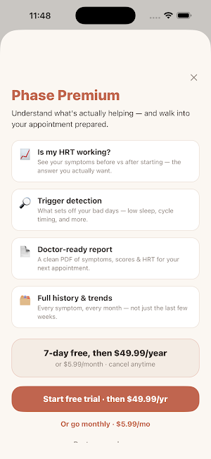 Phase: Menopause & HRT Tracker Screenshot 3