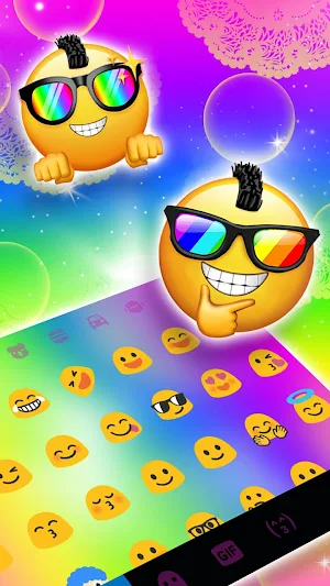 Rainbow Bubbles Keyboard Background Screenshot 2
