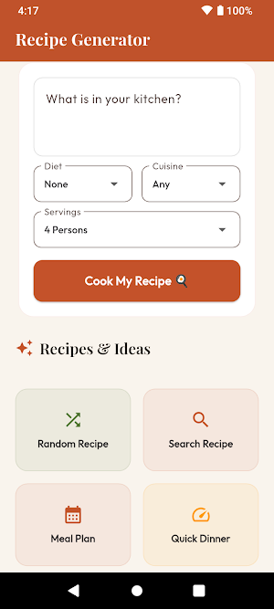 Ingredient Recipe Generator Screenshot 0