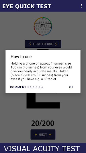 Visual acuity test. Eye test Screenshot 2