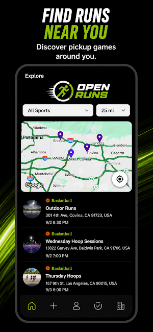 Open Runs: Pickup Sports Screenshot 1