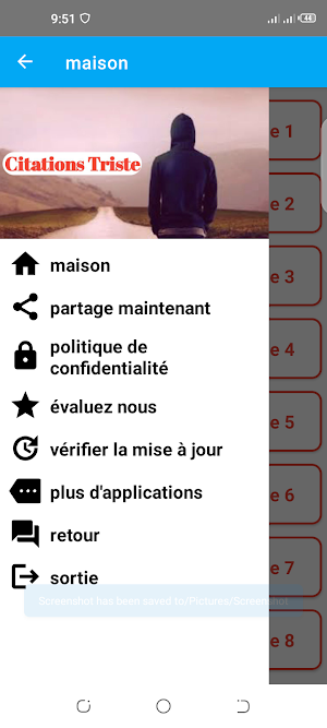 SMS plein de chagrin d'amour Screenshot 1