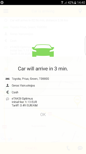 eTAKSI - get taxi in Lithuania Screenshot 1