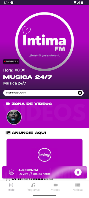Intima FM Screenshot 1