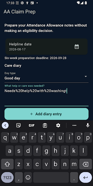 AA Claim Prep Screenshot 2