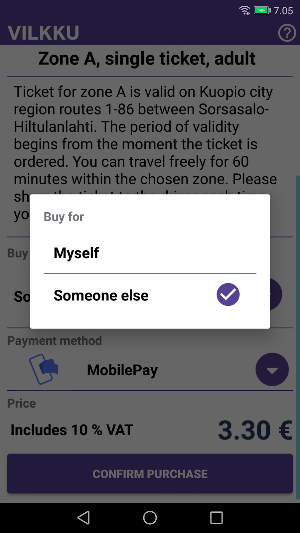 Vilkku mobile ticket Screenshot 3