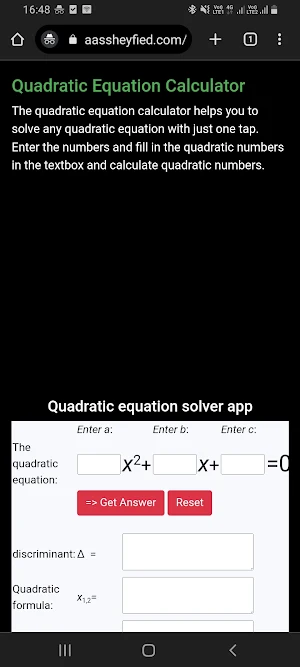 Quadratic Equation Calculator Screenshot 0