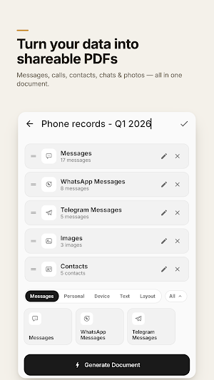 2doc: SMS, Chat & Data to PDF Screenshot 0