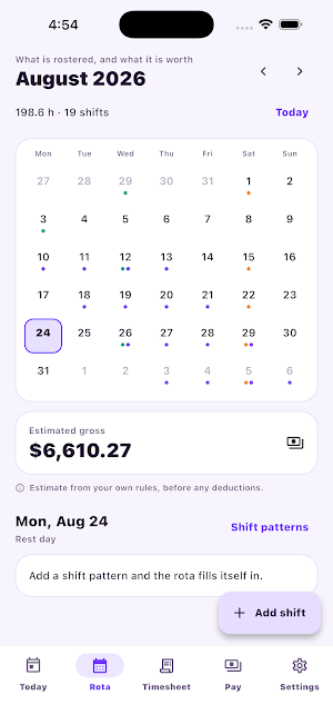 DutyBloom — Shift & Pay Screenshot 1