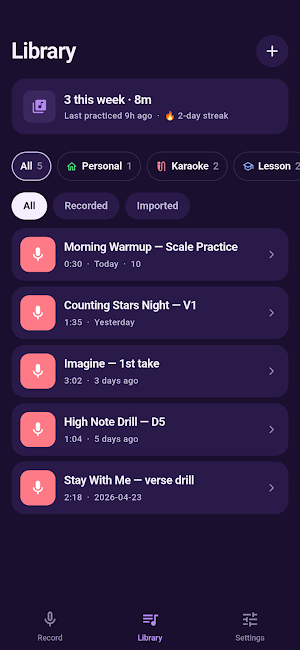 Vocal Recorder - Sing & Notes Screenshot 1