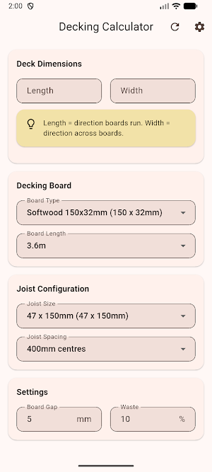 Decking Calculator Screenshot 3