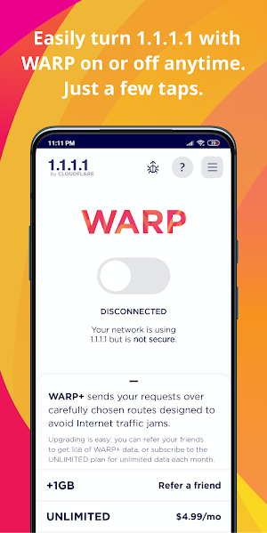 1.1.1.1: Faster & Safer Internet Screenshot 0